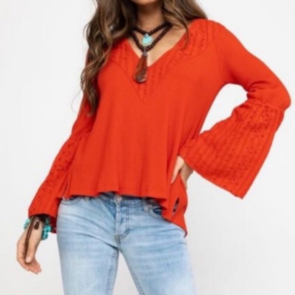 FREE PEOPLE PARASIAN NIGHTS BELL SLEEVE TOP